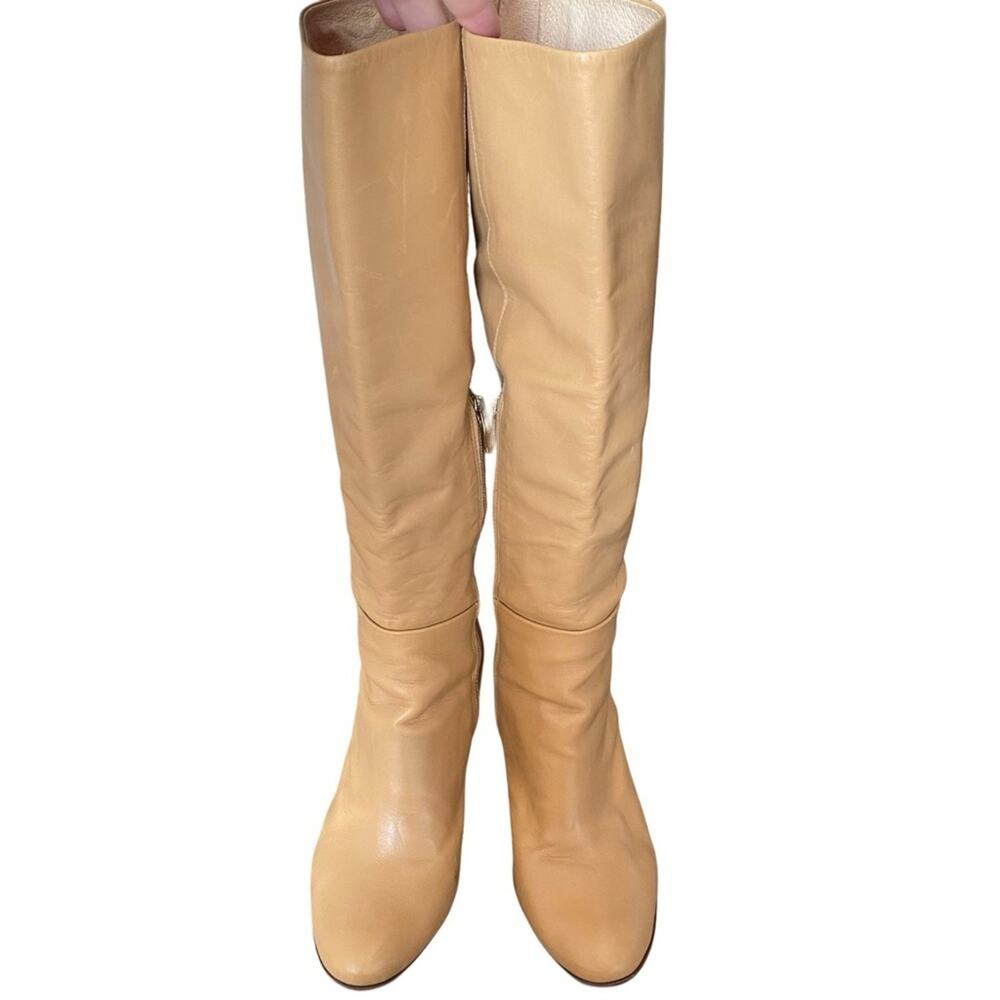 Pour La Victoire Imari Light Cognac Camel Leather Knee High Heeled Boots 6.5 - Picture 10 of 14